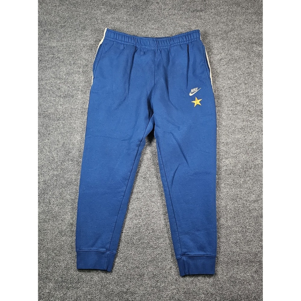 Nike Sweatpants Mens Large Blue Stories Flight Fleece Leg Stripes Joggers